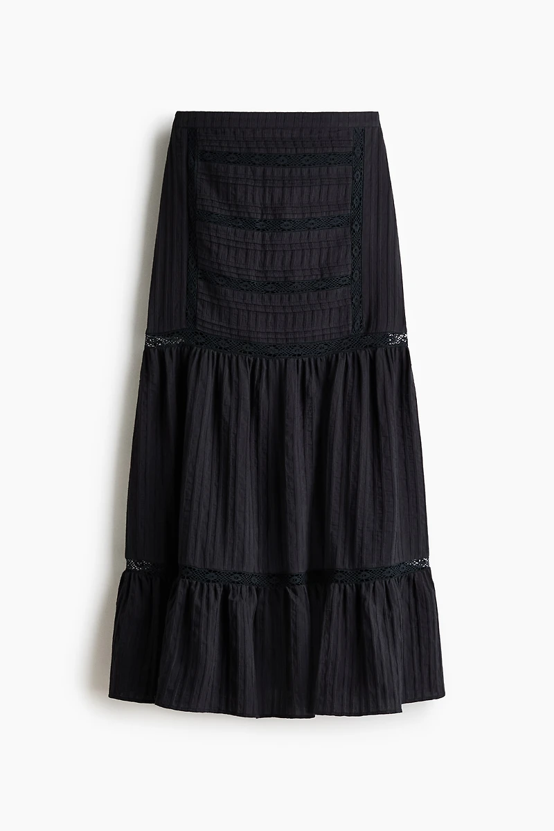 Lace-Inset Maxi Skirt