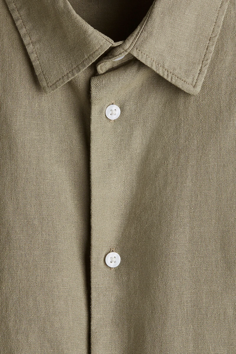 Loose-Fit Short-Sleeved Linen-Blend Shirt