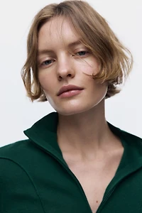 Half-Zip Mock Turtleneck Top