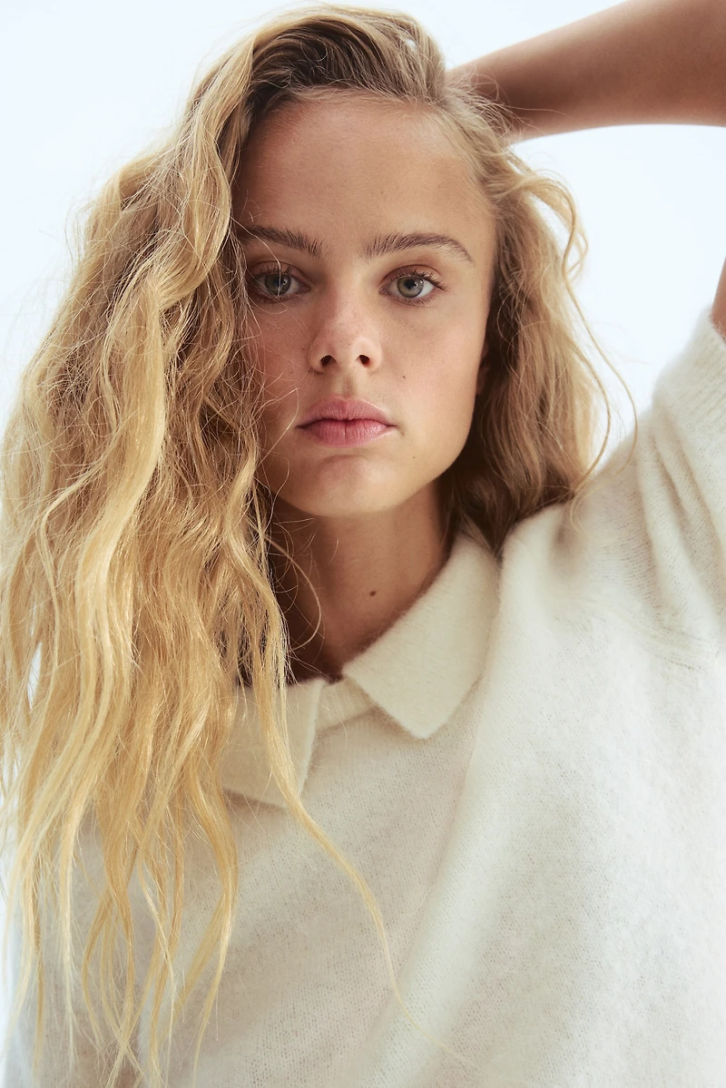 Chandail en alpaga mélangé avec col