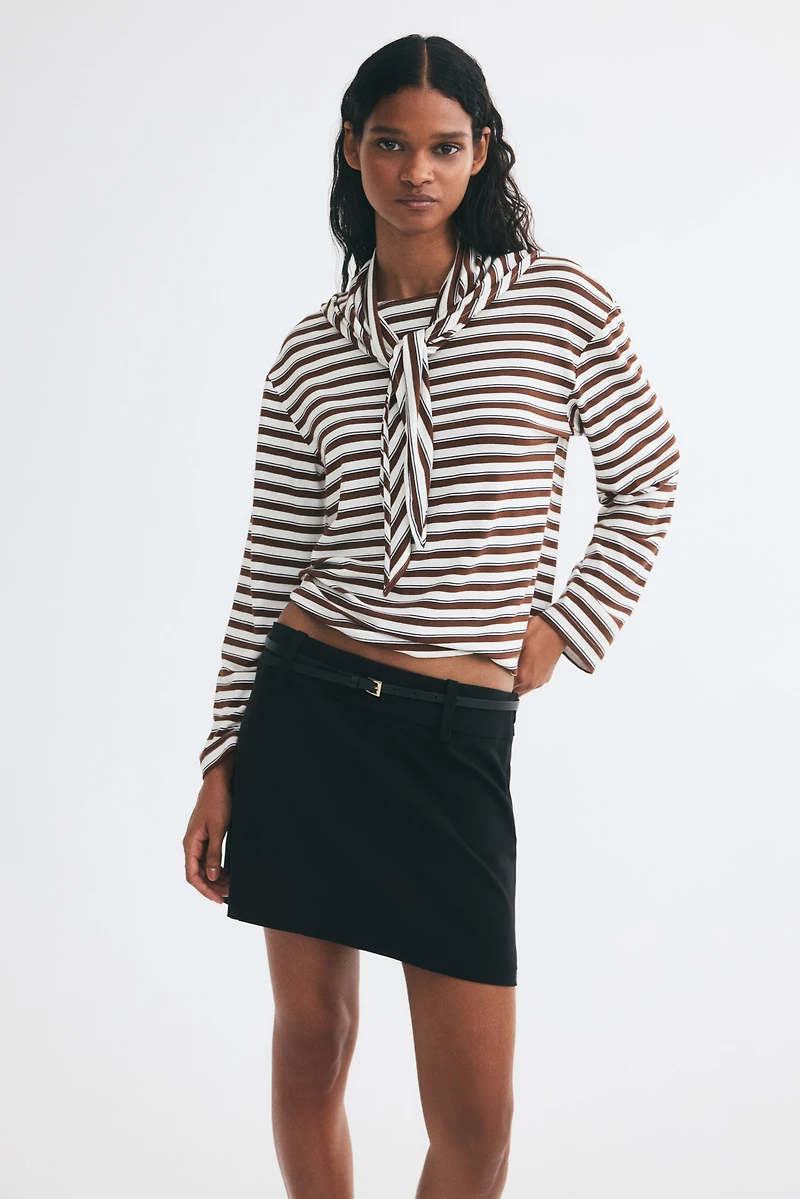 Long-Sleeved Scarf-Collar Top