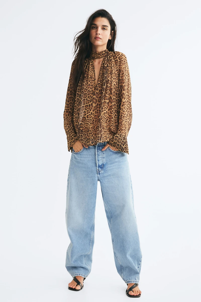 Blouse with Scarf Collar