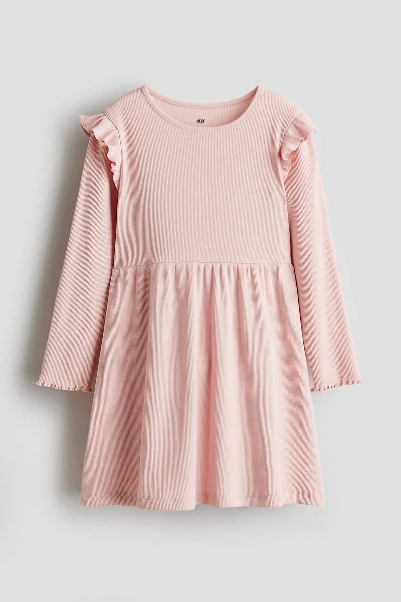 Rib-Knit Dress with Ruffles