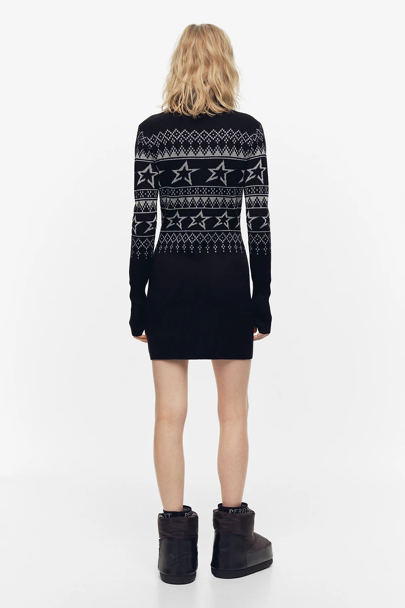 Jacquard-Knit Merino Wool-Blend Dress