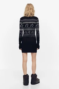Jacquard-Knit Merino Wool-Blend Dress
