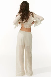 Wide-Leg Hole-Knit Pants