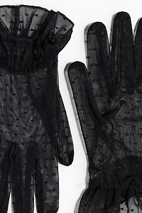 Gants volantés en filet