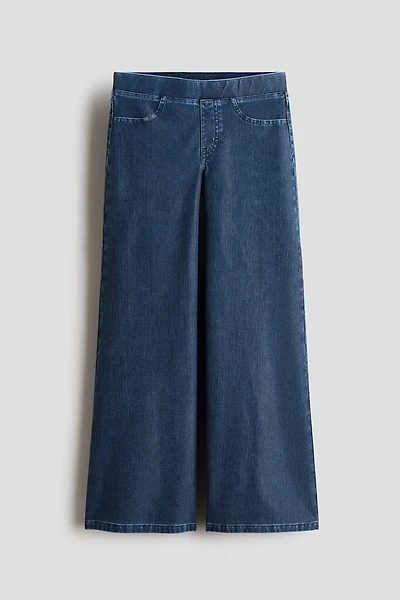 Denim-Look Wide-Leg Jeggings