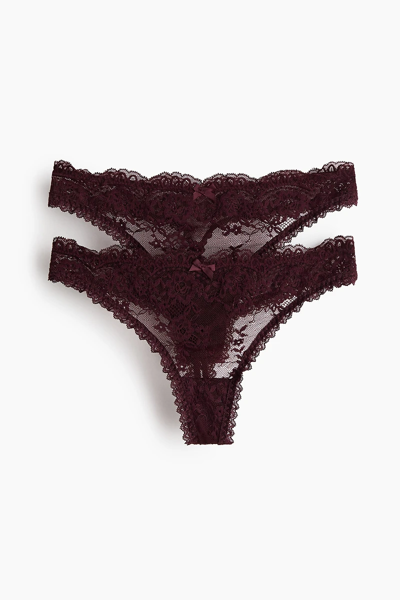 2-Pack Lace Thong Briefs