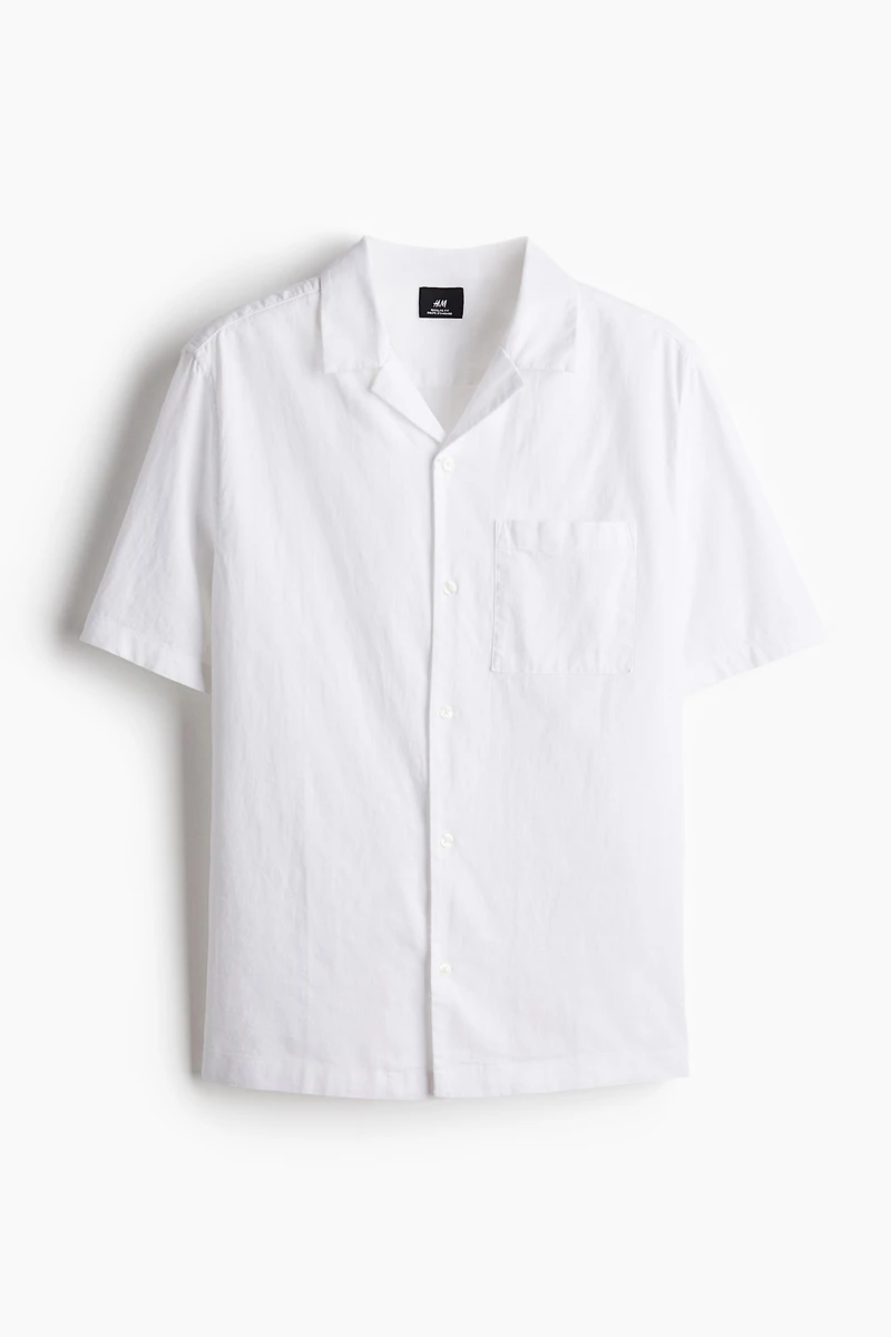 Regular-Fit Short-Sleeved Linen-Blend Shirt