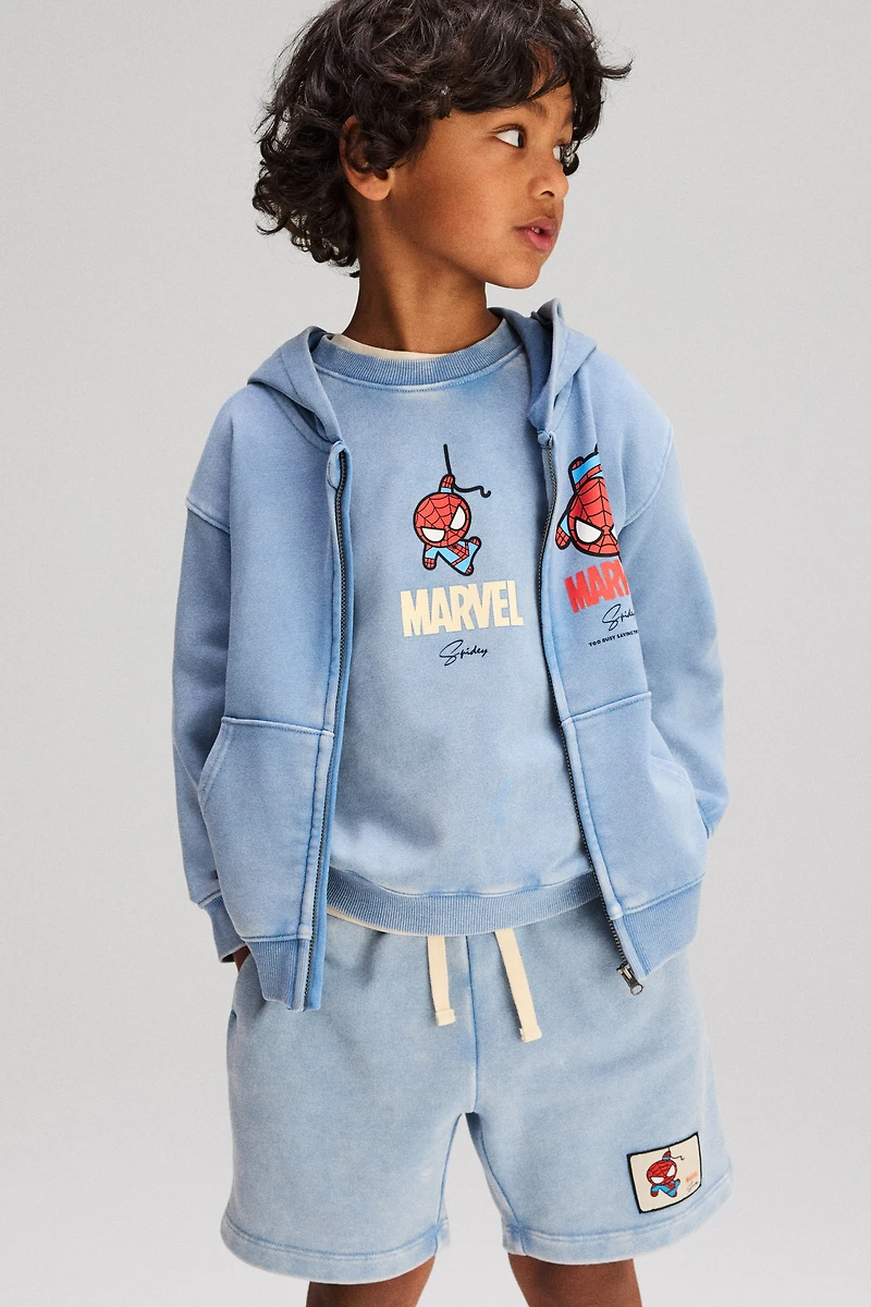 Print-Motif Hooded Jacket