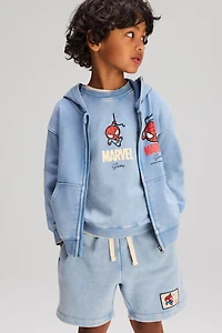 Print-Motif Hooded Jacket