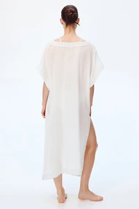 Linen-Blend Beach Kaftan