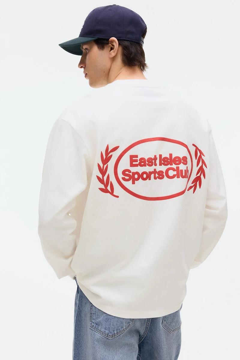 T-shirt imprimé ample avec manches longues