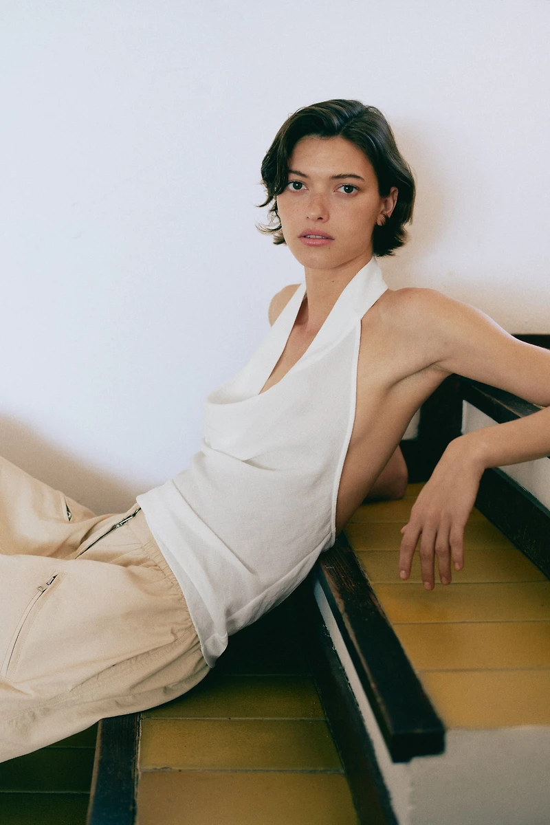 Cowl-Neck Halterneck Top