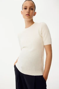 MAMA Short-Sleeved Fine-Knit Top