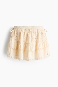 Eyelet-Embroidered Cotton Mini Skirt