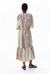 Short-Sleeved Tie-Belt Dress