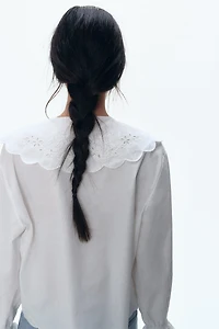 Embroidered Blouse with Peter Pan Collar