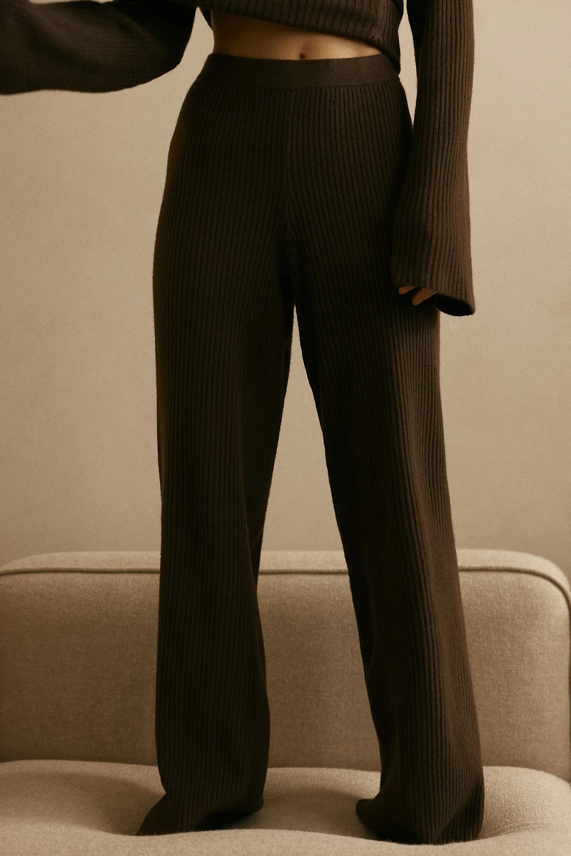 Pantalon large en tricot côtelé