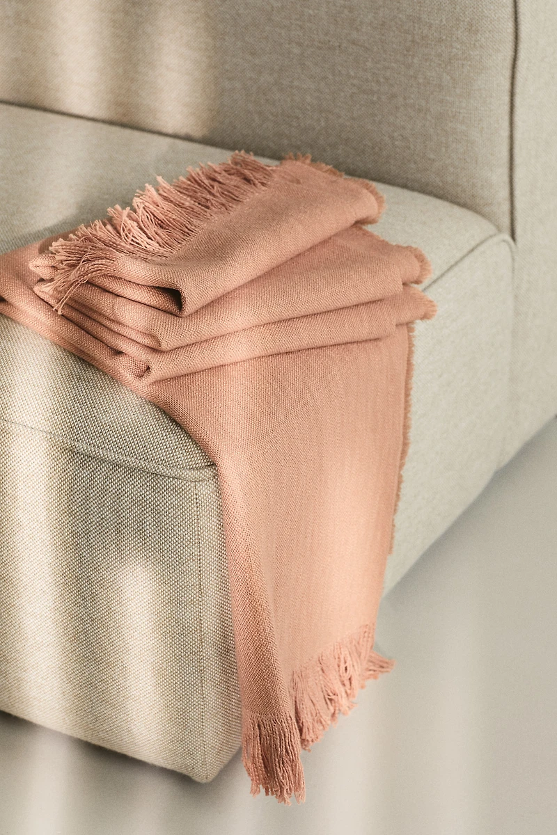 Fringed Slub-Weave Throw