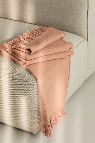 Fringed Slub-Weave Throw