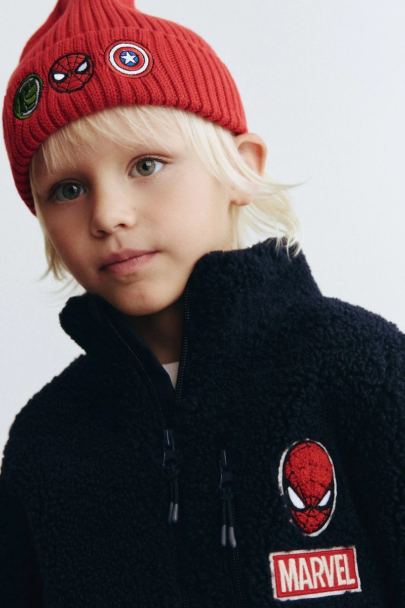 Appliquéd Teddy Fleece Jacket