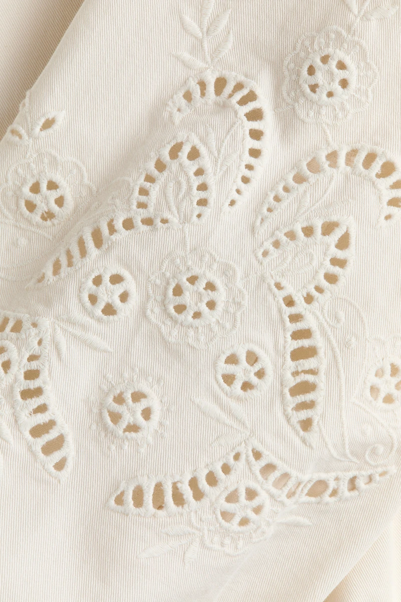 Tie-detail broderie anglaise jacket