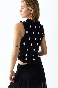 Tie-Detail Smocked Top