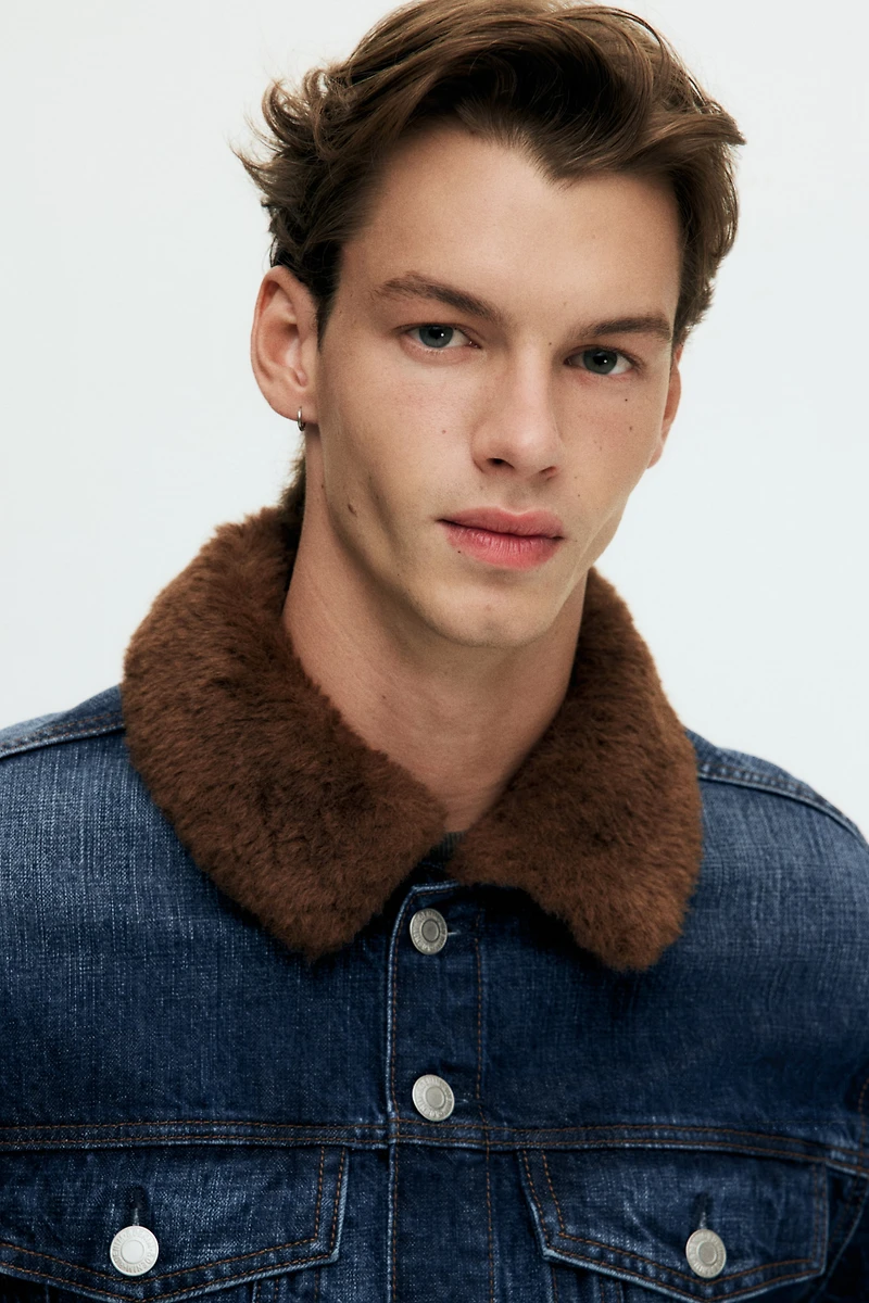 Veste de camionneur en denim avec col