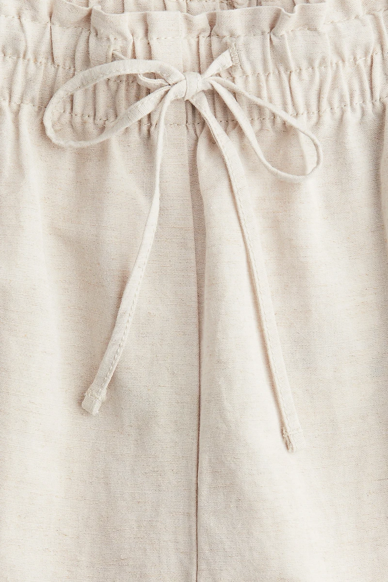 Linen-Blend Crop Pants