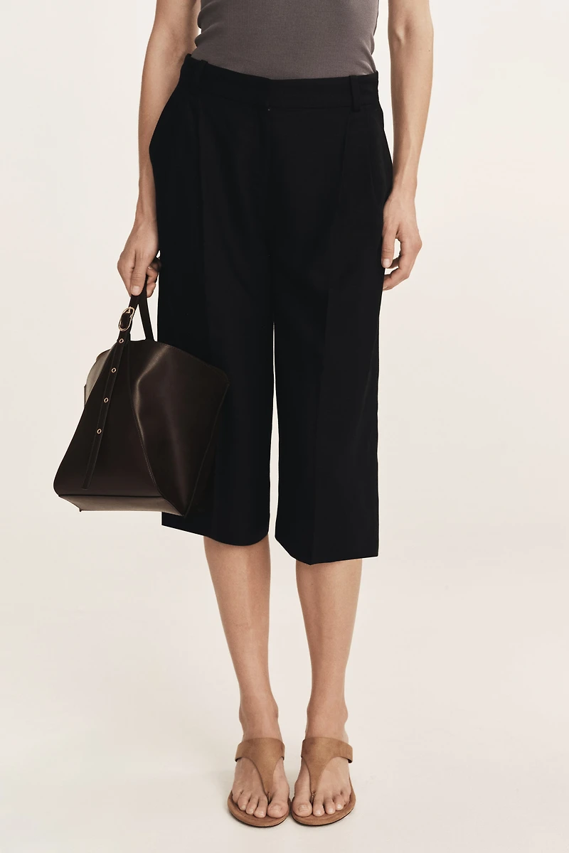 Jupe-culotte large en lin mélangé