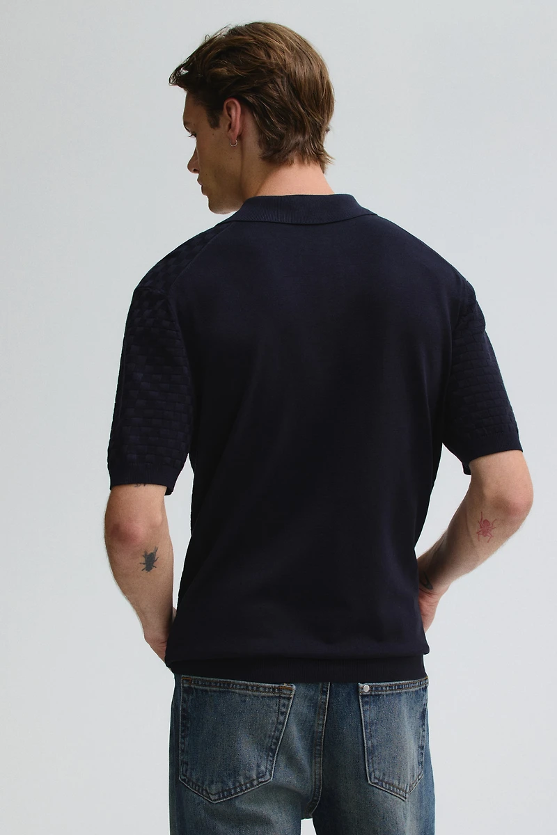 Slim-Fit Textured-Knit Polo Shirt