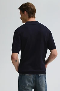 Slim-Fit Textured-Knit Polo Shirt