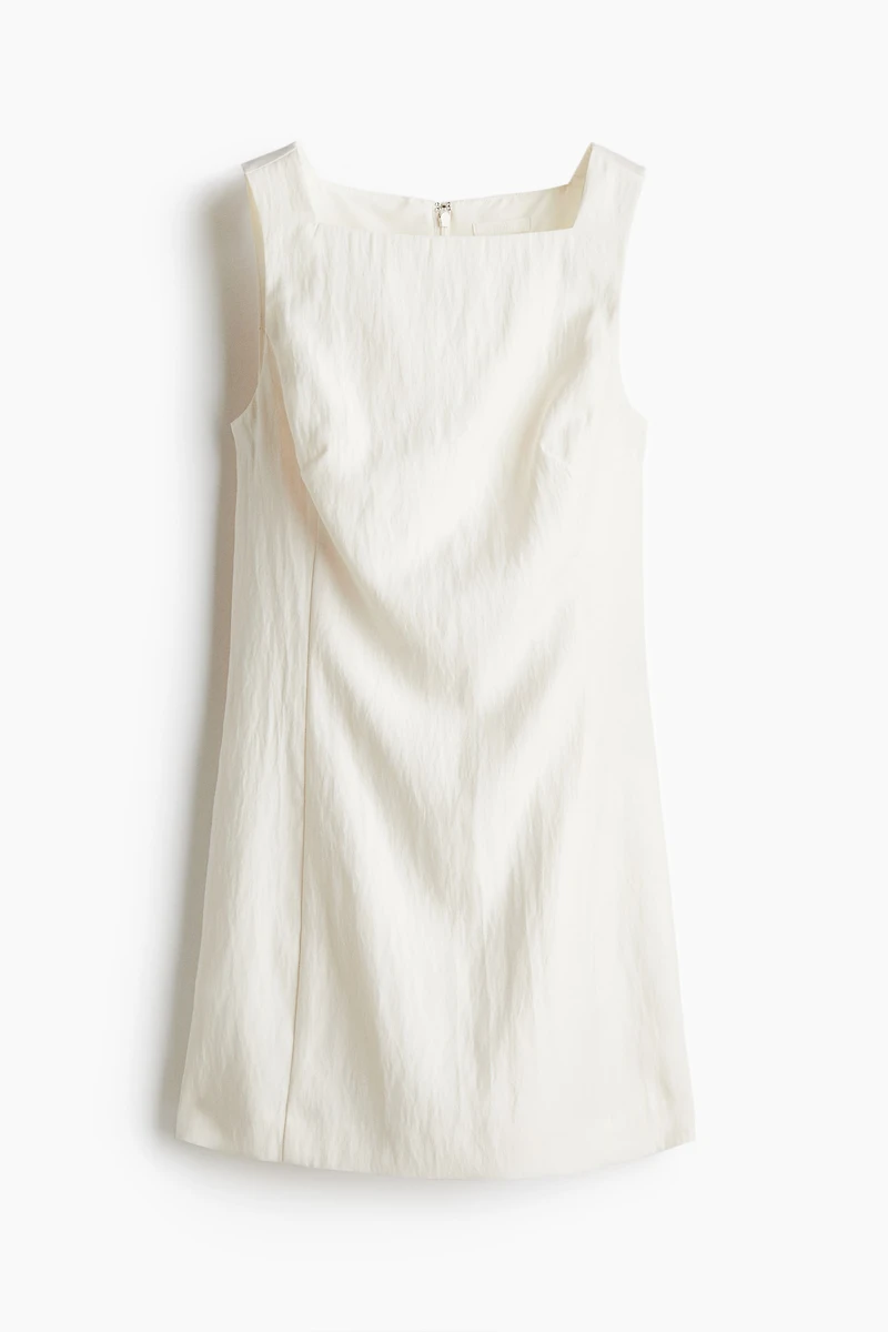 Square-Neck Twill Dress