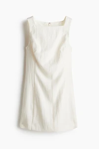 Square-Neck Twill Dress