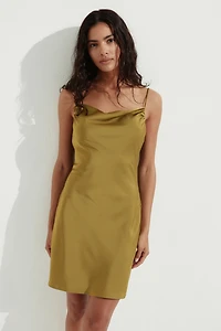 Tie-detail satin slip dress