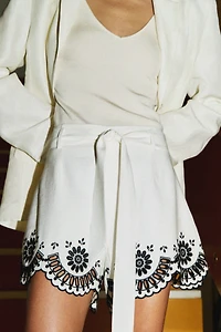 Embroidered Twill Shorts