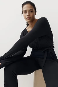 Brushed Jersey Wrap Top