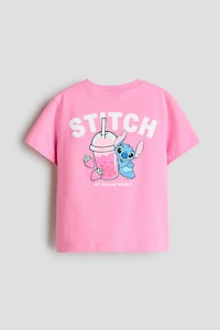 Cotton T-Shirt with Printed Motif