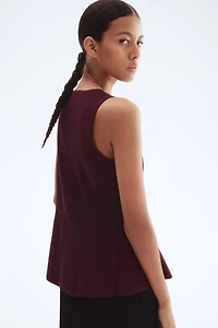 Rib-Knit Peplum Sleeveless Top