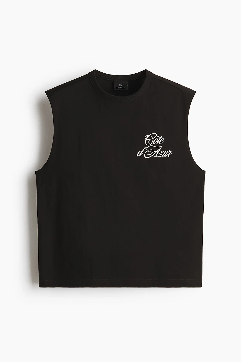 Loose-Fit Printed Sleeveless T-Shirt