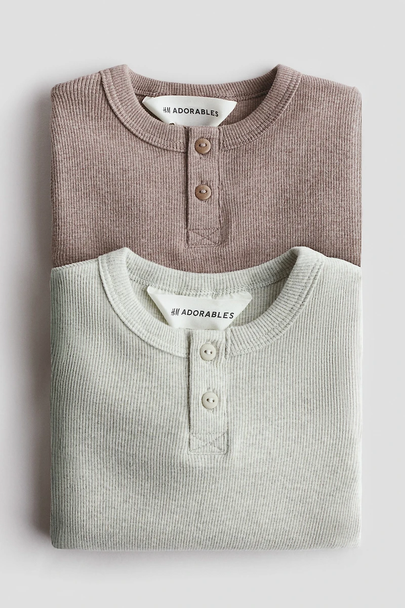 Lot de 2 hauts en coton à encolure boutonnée