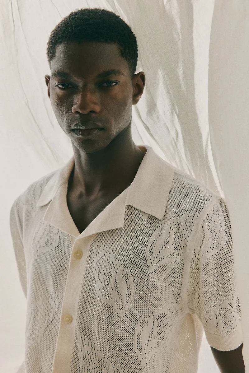 Regular-Fit Jacquard-Knit Resort Shirt