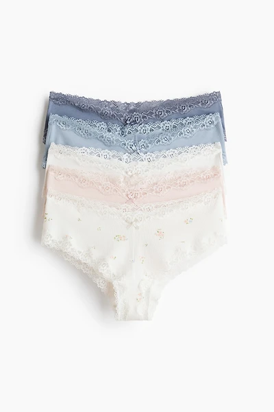 5-pack Cotton and Lace Hipster Briefs