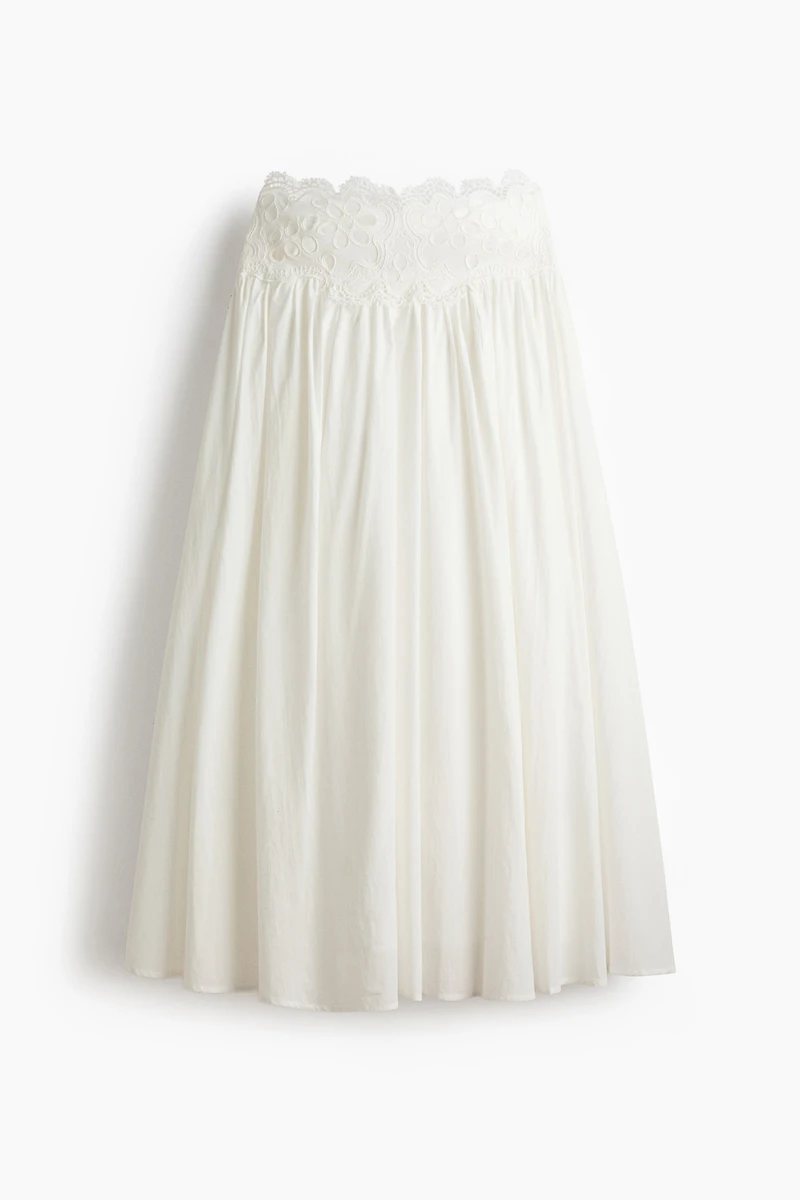 Lace-Detail Cotton Skirt