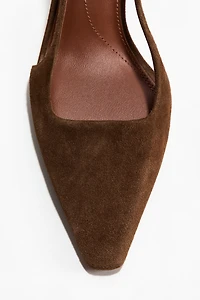 Kitten-Heeled Leather Slingbacks