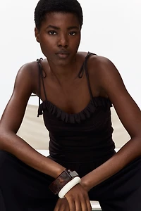 Pointelle-Knit Tie-Strap Top