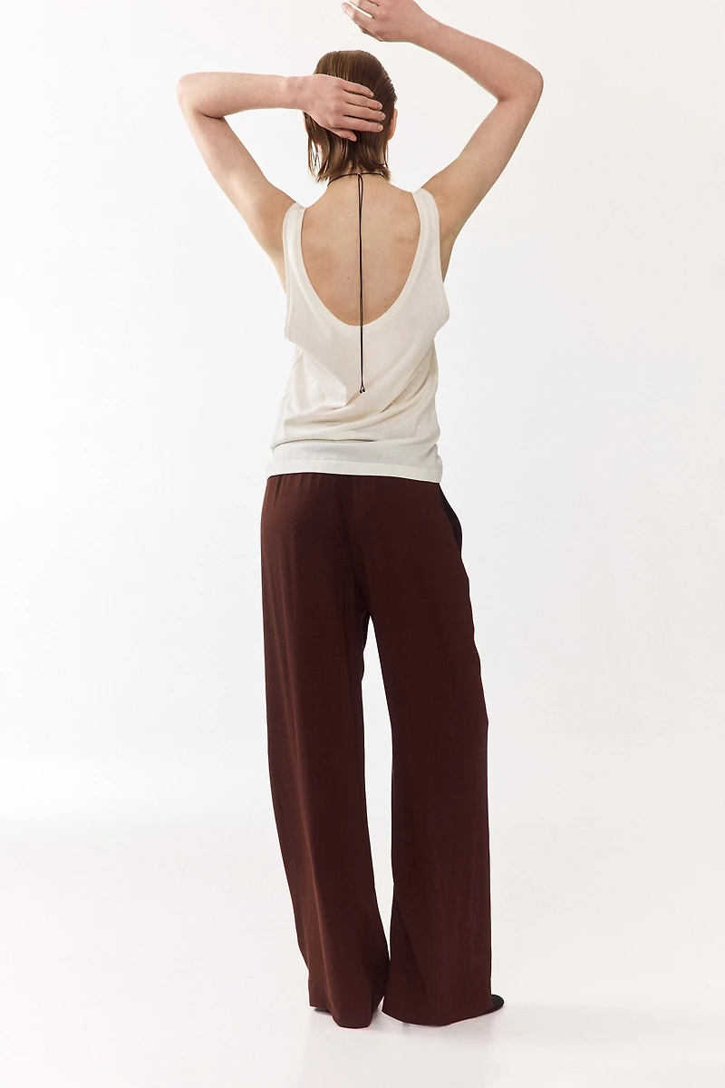 Wide-cut Pull-on Pants