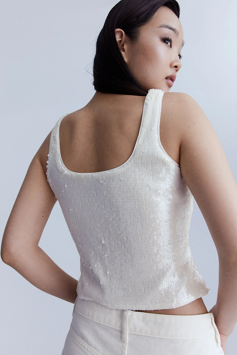 Bow-Detail Sequined Top
